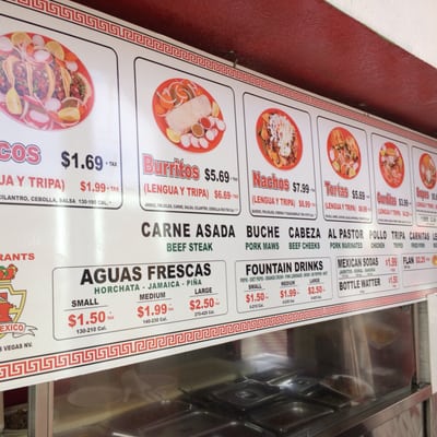Menu photo 6 Tacos Mexico Las Vegas, NV