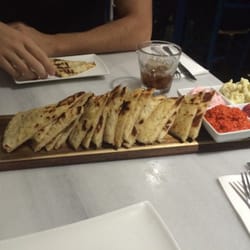 Taverna Greek Psistaria - Delicious dips with warm crispy pita bread! A must have!