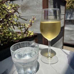 Water and Chardonnay. Water and Chardonnay.