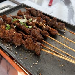Half lamb / half beef skewers