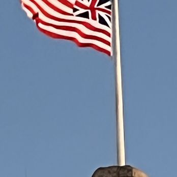 The Grand Union Flag - The Grand Union Flag - The First National Flag of the US flies over The Prospect Hill  Monument in Somerville MA. A Free Event/Free Parking - Landmarks & Historical Buildings Near Me - Somerville, Massachusetts