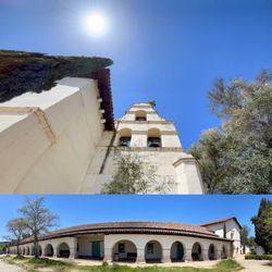 San Juan Bautista State Historic Park - Panorama view of old mission