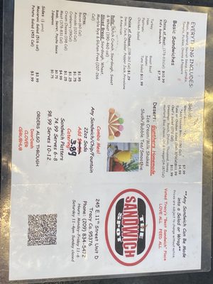Menu photo 1 The Sandwich Spot Tracy, CA Menu photo 1 The Sandwich Spot Tracy, CA