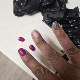 Asked for GLUE TO just glue it back was told have to pay for a nail repair. Asked for GLUE TO just glue it back was told have to pay for a nail repair.