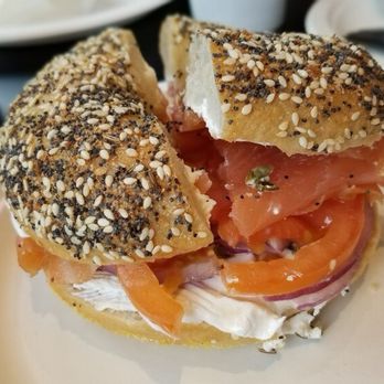 Arethusa A Mano - Salmon, capers, onions, cream cheese, tomato on an everything bagel. Superb and well-priced and generously packed with salmon. Unparalleled! - Bakeries Near Me - Bantam, Connecticut Arethusa A Mano - Salmon, capers, onions, cream cheese, tomato on an everything bagel. Superb and well-priced and generously packed with salmon. Unparalleled! - Bakeries Near Me - Bantam, Connecticut