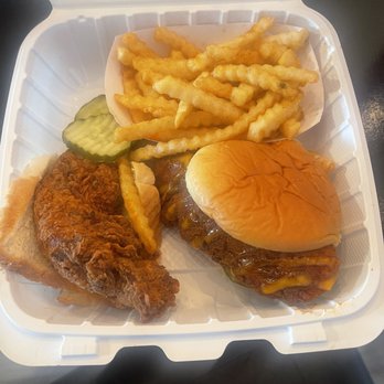 Dave's Hot Chicken - Medium heat slider with chicken tender meal. Outstanding! - Chicken Shop Near Me - Dublin, California Dave's Hot Chicken - Medium heat slider with chicken tender meal. Outstanding! - Chicken Shop Near Me - Dublin, California