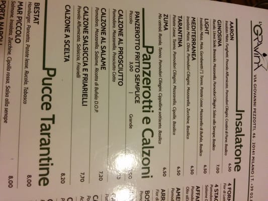 Menu photo 2 La Gravina Milan, MI