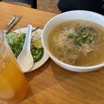 Pho 36 - Beef Pho Tai Chin (Noodle Soup with Eye Round Steak & Brisket) & iced Jasmine tea - Vietnamese Near Me - Avon, Indiana Pho 36 - Beef Pho Tai Chin (Noodle Soup with Eye Round Steak & Brisket) & iced Jasmine tea - Vietnamese Near Me - Avon, Indiana