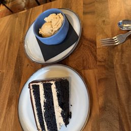 Mocha Cake and Salted Butterscotch Ice Cream