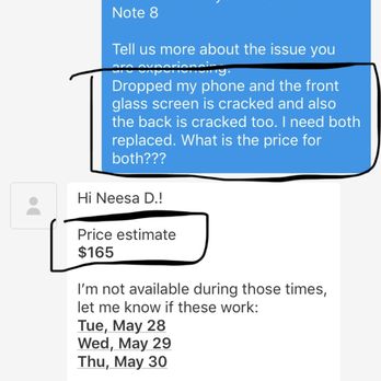 Gadget Fix MD - My message. Their quotes, times it will take and also available days they can fix it. - Mobile Phone Repair Near Me - Aurora, Illinois