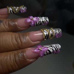 West Coast Nail - Zebra Garden! 3D Flowers Zebra Print