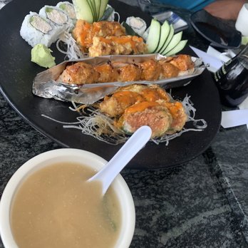 Sushi Kara - Volcano Special Roll, Miso Soup, Heart Attack, California Roll - Asian Fusion Near Me - Long Beach, California Sushi Kara - Volcano Special Roll, Miso Soup, Heart Attack, California Roll - Asian Fusion Near Me - Long Beach, California