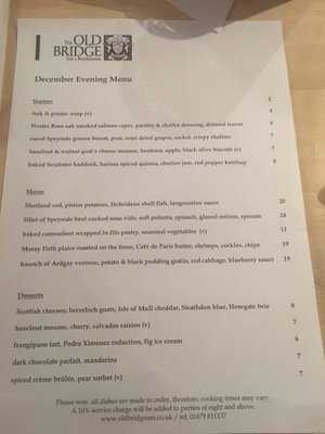 Menu photo 1 The Old Bridge Inn Aviemore, HLD Menu photo 1 The Old Bridge Inn Aviemore, HLD