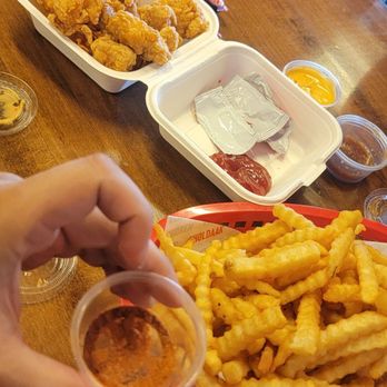 Holdaak Fried Chicken - They told us we had to shake this cajun powder on our own and they gave us barely any. I ordered the Cajun fries. - Chicken Shop Near Me - Orange, California Holdaak Fried Chicken - They told us we had to shake this cajun powder on our own and they gave us barely any. I ordered the Cajun fries. - Chicken Shop Near Me - Orange, California