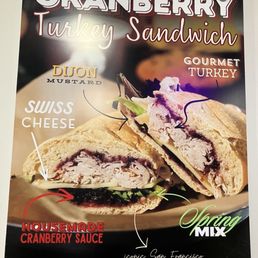 One of their popular sandwiches Cranberry Turkey Sandwich One of their popular sandwiches Cranberry Turkey Sandwich