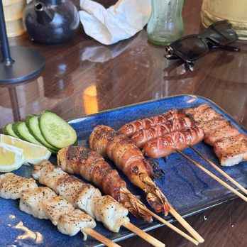 Izakaya Miyabi - Black Cod, Japanese Pork Sausage, Pork Belly & Bacon Wrapped Shrimp - Sushi Bars Near Me - Santa Monica, California