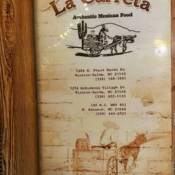 La Carreta Mexican Restaurant - Menu Cover - Mexican Near Me - Winston Salem, North Carolina La Carreta Mexican Restaurant - Menu Cover - Mexican Near Me - Winston Salem, North Carolina