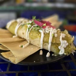 Pepe's Cantina - Chicken Tamal with Verde sauce