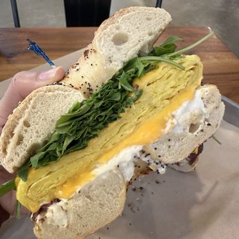 Big T's Deli - Cheesy Bacon Bagel ~ The bacon is in the back lol - Delis Near Me - Santa Barbara, California