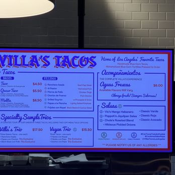 Villa’s Tacos - Menu with prices - Tacos Near Me - Las Vegas, Nevada Villa’s Tacos - Menu with prices - Tacos Near Me - Las Vegas, Nevada