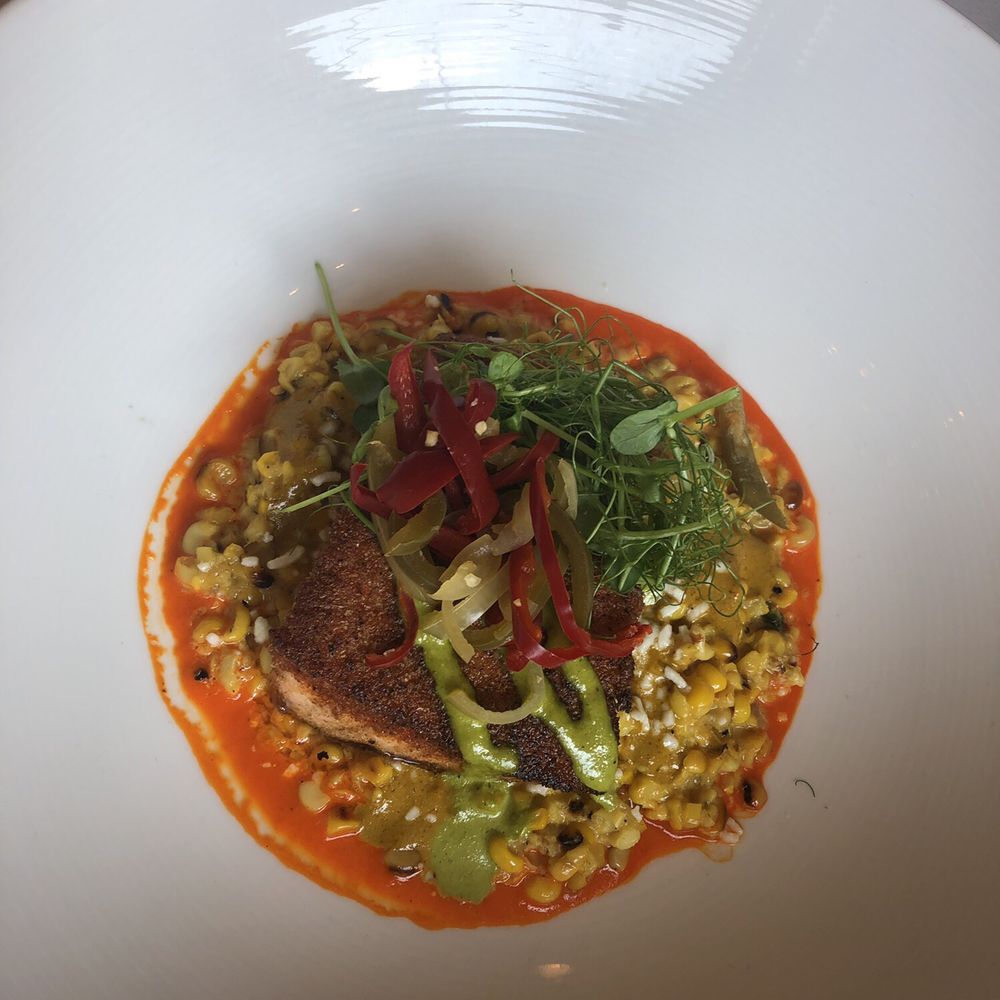 Five Steakhouse - Michigan Maple Glazed Salmon* - Wine Bars Near Me - Plymouth, Michigan