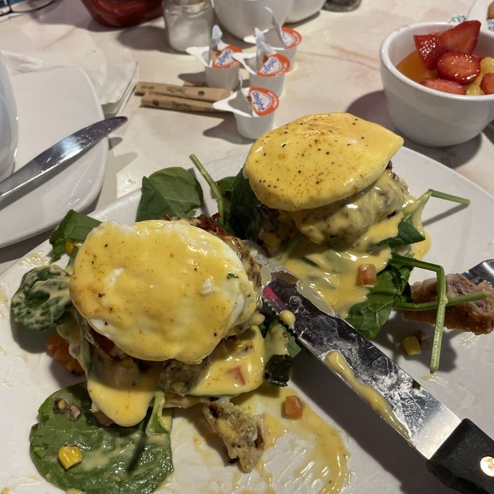 Silver Diner - Bay Benedict in the breakfast menu. - Diners Near Me - Greenbelt, Maryland Silver Diner - Bay Benedict in the breakfast menu. - Diners Near Me - Greenbelt, Maryland