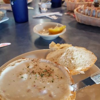 Mo's Seafood & Chowder - The Cannon Bowl Clam chowder in sourdough bread - Seafood Near Me - Cannon Beach, Oregon Mo's Seafood & Chowder - The Cannon Bowl Clam chowder in sourdough bread - Seafood Near Me - Cannon Beach, Oregon
