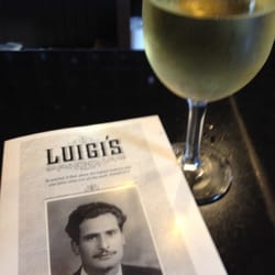 Luigi's Italian Restaurant - Menu and a glass of local Chardonnay
