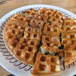 Waffle House - Blueberry waffles cut and portioned