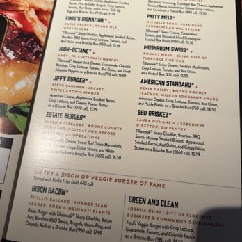 Ford's Garage Florence - Menu - Burgers Near Me - Florence, Kentucky