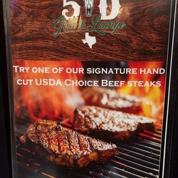 5D Grill & Lounge - Table top bar menu cover. - American Near Me - Carrizo Springs, Texas 5D Grill & Lounge - Table top bar menu cover. - American Near Me - Carrizo Springs, Texas