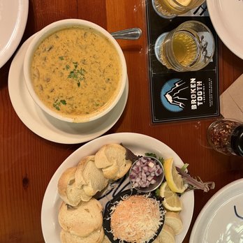 Moose's Tooth - Homemade Soups Soup (Hungarian Mushroom), Smoked Salmon Spread - Pizza Near Me - Anchorage, Alaska