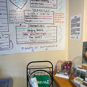 Emerald - a menu on a wall in a bakery - Coffee & Tea Near Me - Steamboat Springs, Colorado