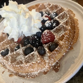 Café Muse - Vanilla Bean Waffle w/ Fresh Fruit & Whipped Cream. - Breakfast & Brunch Near Me - Royal Oak, Michigan Café Muse - Vanilla Bean Waffle w/ Fresh Fruit & Whipped Cream. - Breakfast & Brunch Near Me - Royal Oak, Michigan