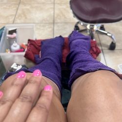 Vannie Nails and Spa - Location: Vannie's Nail and Spa in Andrews, TX. Nail Tech: Vannie Dip powder on natural nails and Lavender Pedicure