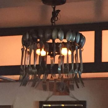 Salty Sow - Cool old spoon/fork chandelier. I dig the creative vibe here. - American Near Me - Austin, Texas