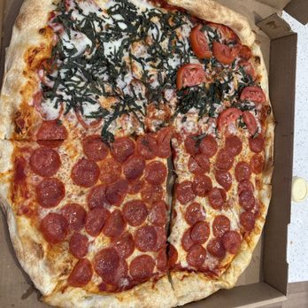 Straight From New York Pizza - Half pepperoni, half margarita...yummy - Pizza Near Me - Salem, Oregon