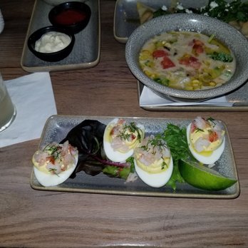 Moku Kitchen - Lobster deviled eggs. - Cocktail Bars Near Me - Honolulu, Hawaii Moku Kitchen - Lobster deviled eggs. - Cocktail Bars Near Me - Honolulu, Hawaii