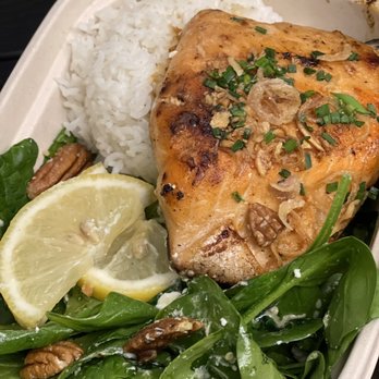 White Elephant - Their salmon with a side of spinach salad. The portions were perfect. - Thai Near Me - Anaheim, California