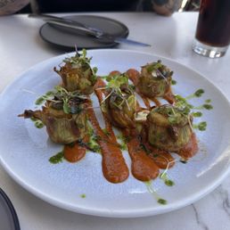 Cheese stuffed artichoke hearts.