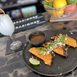 Birria Tacos and House Frozen Margarita