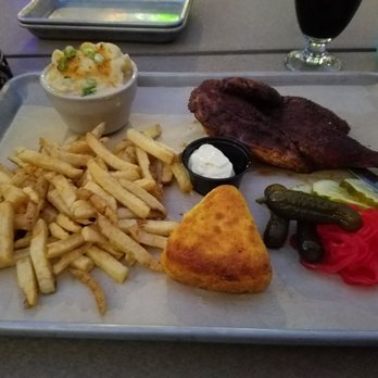 Coaster Saloon - Not the best photo since it was dark out. Half chicken bbq plate with fries and mac n cheese. So good!!! - Beer Bar Near Me - San Diego, California