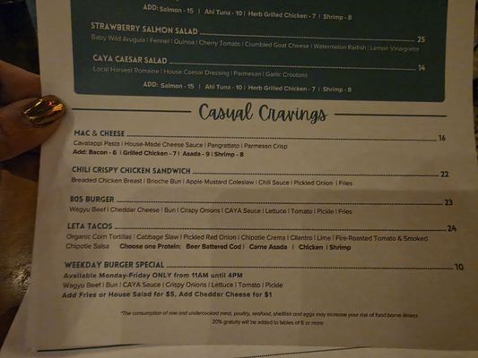 Menu photo 1 CAYA Restaurant Goleta, CA Menu photo 1 CAYA Restaurant Goleta, CA