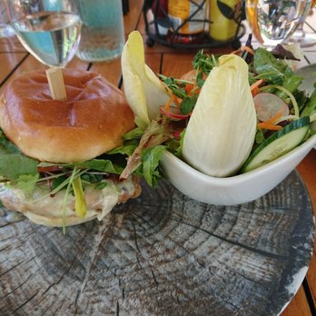 Crossroads Restaurant - Turkey Burger with a side salad. - Desserts Near Me - Rosseau, Ontario