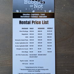 Bubbles or Not Diving - Rental list