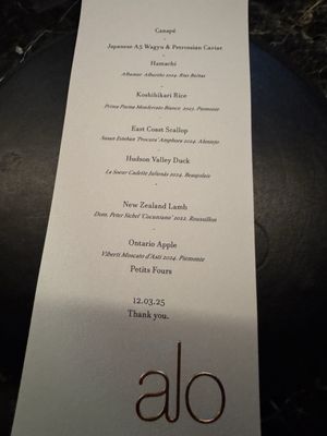 Menu photo 2 Alo Restaurant Toronto, ON