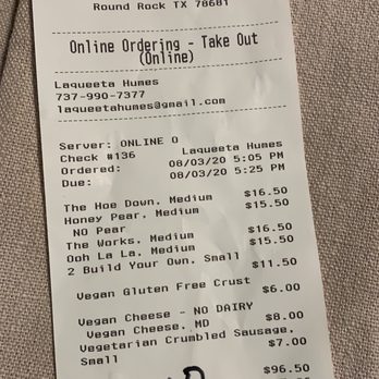 Pinthouse Pizza - This is the order placed by the Favor driver - Brewpubs Near Me - Round Rock, Texas Pinthouse Pizza - This is the order placed by the Favor driver - Brewpubs Near Me - Round Rock, Texas
