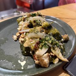 The Counter at Chef & the Farmer - Bmeele Sprouts, Spiced Peanuts, Goat Cheese, Honey Vinaigrette