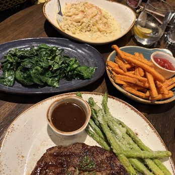 Osteria Marzano - Ribeye with Asparagus and Sweet Potato Fries Shrimp pasta for me with side of Sauteed Spinach - Italian Near Me - Alexandria, Virginia Osteria Marzano - Ribeye with Asparagus and Sweet Potato Fries Shrimp pasta for me with side of Sauteed Spinach - Italian Near Me - Alexandria, Virginia