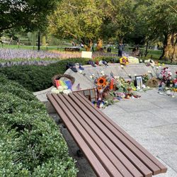9/11 Memorial at Boston Public Gardens - People bring pictures, flowers & remembrances @ 9/11 Memorial/The Garden of Remembrance @ The Boston Public Gardens in Boston